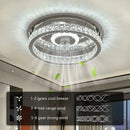 GobekUsa Crystal LED Ceiling Fan with Remote Control Flush Mount Profile