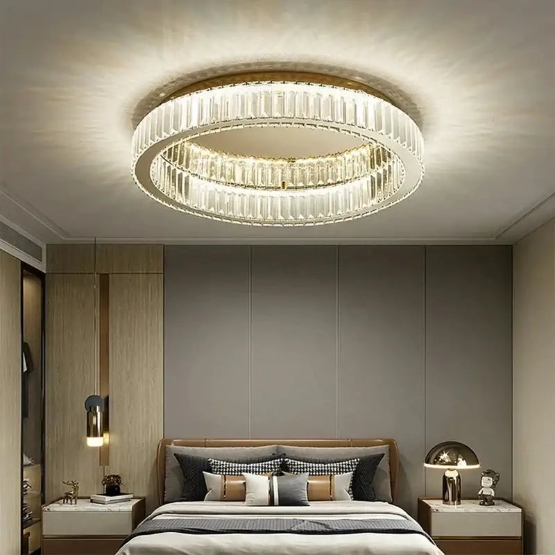 GobekUsa Crystal LED Chrome Ceiling Light Stainless Steel Art Lighting, photo 2 of 14