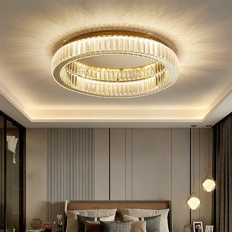 GobekUsa Crystal LED Chrome Ceiling Light Stainless Steel Art Lighting, photo 6 of 14