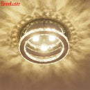 GobekUsa Crystal LED Ceiling Light: Stainless Steel Round Fixture for Bedroom, Kitchen, Bathroom