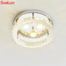 GobekUsa Crystal LED Ceiling Light: Stainless Steel Round Fixture for Bedroom, Kitchen, Bathroom