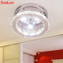 GobekUsa Crystal LED Ceiling Light: Stainless Steel Round Fixture for Bedroom, Kitchen, Bathroom
