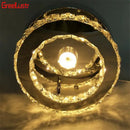 GobekUsa Crystal LED Ceiling Light: Stainless Steel Round Fixture for Bedroom, Kitchen, Bathroom