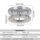 GobekUsa Crystal LED Ceiling Light: Stainless Steel Round Fixture for Bedroom, Kitchen, Bathroom