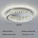 GobekUsa Crystal LED Ceiling Light Chrome Steel Chandelier - Dimmable Round Lamp