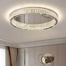 GobekUsa Crystal LED Ceiling Light Chrome Steel Chandelier - Dimmable Round Lamp