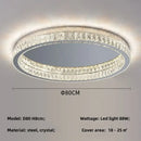 GobekUsa Crystal LED Ceiling Light Chrome Steel Chandelier - Dimmable Round Lamp