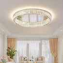 GobekUsa Crystal LED Ceiling Light Chrome Steel Chandelier - Dimmable Round Lamp