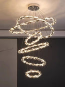 GobekUsa Crystal Ring Chandelier: Modern Dimmable LED Ceiling Fixture