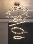 GobekUsa Crystal Ring Chandelier: Modern Dimmable LED Ceiling Fixture