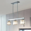 GobekUsa Tri-Sided Crystal Rod Silver Pendant Light for Dining Room and Kitchen Island