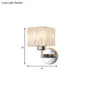 GobekUsa Modern Chrome Wall Sconce Light with Crystal Rod Shade - 1-Light Hallway Wall Mount