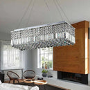 GobekUsa Modern Chrome Chandelier with Crystal Shade - 8 Light Rectangle Ceiling Fixture for Living Room
