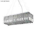 GobekUsa Modern Chrome Chandelier with Crystal Shade - 8 Light Rectangle Ceiling Fixture for Living Room
