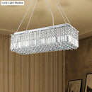 GobekUsa Modern Chrome Chandelier with Crystal Shade - 8 Light Rectangle Ceiling Fixture for Living Room