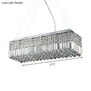 GobekUsa Modern Chrome Chandelier with Crystal Shade - 8 Light Rectangle Ceiling Fixture for Living Room
