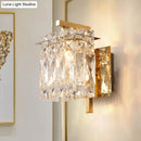 GobekUsa Contemporary Rectangle Wall Mount Sconce Light with Crystal Shade - Elegant Beveled Design