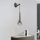GobekUsa Tapered Crystal Wall Mount Light: Modern Bronze 1-Head Sconce with Dangling Cord