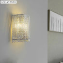 GobekUsa Modern Aluminum Tapered Wall Lamp - 2-Light Chrome Wall Mount with Crystal Beaded Strand