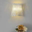 GobekUsa Modern Aluminum Tapered Wall Lamp - 2-Light Chrome Wall Mount with Crystal Beaded Strand
