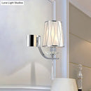 GobekUsa Modern Chrome Wall Lamp with K9 Crystal Drop and Diamond-Pattern Barrel Design