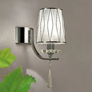 GobekUsa Modern Chrome Wall Lamp with K9 Crystal Drop and Diamond-Pattern Barrel Design