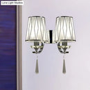 GobekUsa Modern Chrome Wall Lamp with K9 Crystal Drop and Diamond-Pattern Barrel Design