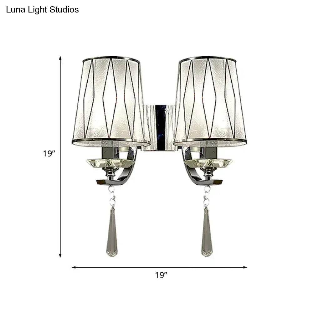 GobekUsa Modern Chrome Wall Lamp with K9 Crystal Drop and Diamond-Pattern Barrel Design, photo 4 of 9
