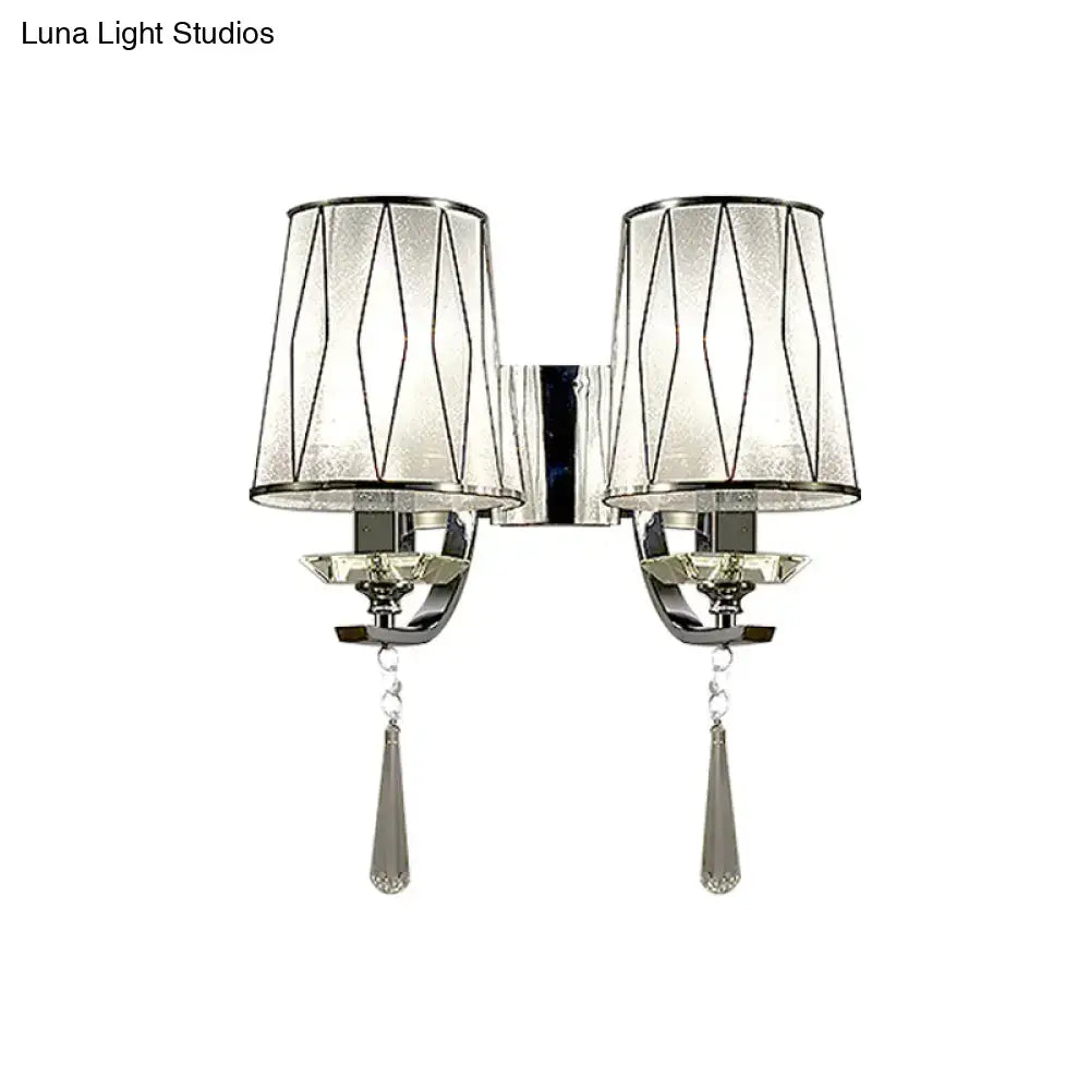 GobekUsa Modern Chrome Wall Lamp with K9 Crystal Drop and Diamond-Pattern Barrel Design, photo 3 of 9