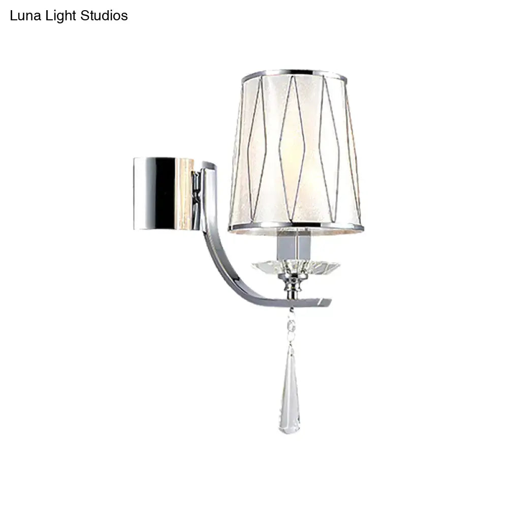 GobekUsa Modern Chrome Wall Lamp with K9 Crystal Drop and Diamond-Pattern Barrel Design, photo 2 of 9