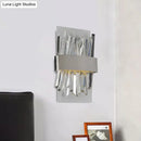 GobekUsa Contemporary Chrome LED Crystal Wall Sconce - Elegant Bedroom Lighting Solution