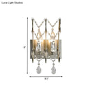 GobekUsa Contemporary Crystal Strand Sconce with 2-Lights and Silver Rod - Wall Mounted for Bedroom