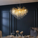 GobekUsa Crystal Water Drop Branch Chandelier: Luxury LED Lighting for Hall, Living Room, or Bar