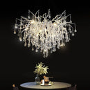 GobekUsa Crystal Water Drop Branch Chandelier LED Lighting Fixture for Hall Living Room