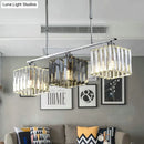 GobekUsa Cube Island Ceiling Light Modern Crystal Shaded Pendant, Chrome Finish - 3/4 Lights, Table Overhead