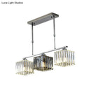 GobekUsa Cube Island Ceiling Light Modern Crystal Shaded Pendant, Chrome Finish - 3/4 Lights, Table Overhead