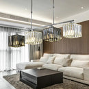 GobekUsa Cube Island Ceiling Light Modern Crystal Shaded Pendant, Chrome Finish - 3/4 Lights, Table Overhead
