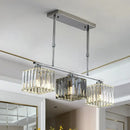 GobekUsa Cube Island Ceiling Light Modern Crystal Shaded Pendant, Chrome Finish - 3/4 Lights, Table Overhead
