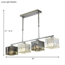 GobekUsa Cube Island Ceiling Light Modern Crystal Shaded Pendant, Chrome Finish - 3/4 Lights, Table Overhead