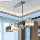 GobekUsa Cube Island Ceiling Light Modern Crystal Shaded Pendant, Chrome Finish - 3/4 Lights, Table Overhead
