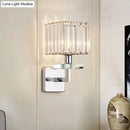 GobekUsa Contemporary Chrome LED Cuboid Wall Mounted Light with Crystal Prisms