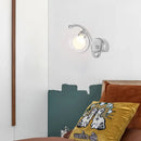 GobekUsa Modern Clear Glass Wall Lamp with LED Light in Chrome - Bedroom Sconce with Curved Arm