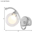 GobekUsa Modern Clear Glass Wall Lamp with LED Light in Chrome - Bedroom Sconce with Curved Arm