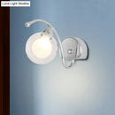 GobekUsa Modern Clear Glass Wall Lamp with LED Light in Chrome - Bedroom Sconce with Curved Arm