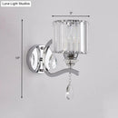 GobekUsa Modern Crystal Block Cylinder Wall Sconce in Chrome - Bedroom Wall Light Fixture