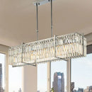 GobekUsa Crystal Chandelier: Modern Rectangular Lighting for Living Room, Dining Room, Bar