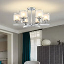 GobekUsa Double Glass LED Crystal Chandelier in Chrome Finish for Living Room