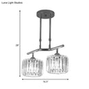 GobekUsa Modern Chrome Drum Crystal Pendant Light for Dining Room Island – 2/3 Bulbs Hanging from Ceiling