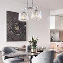 GobekUsa Modern Chrome Drum Crystal Pendant Light for Dining Room Island – 2/3 Bulbs Hanging from Ceiling