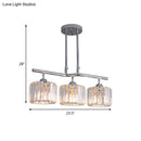 GobekUsa Modern Chrome Drum Crystal Pendant Light for Dining Room Island – 2/3 Bulbs Hanging from Ceiling